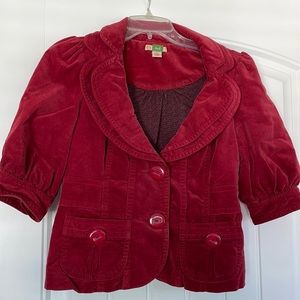 Adorable Anthropologie Red Cropped Jacket